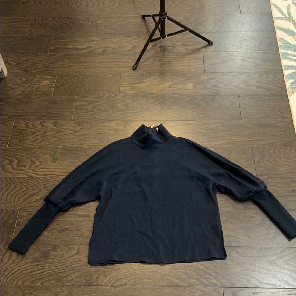 Tibi Navy Long Sleeve Turtleneck Top